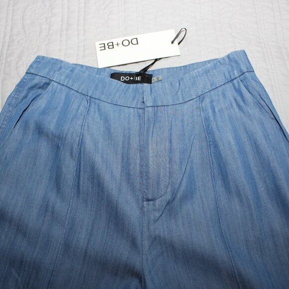 DO+BE Womens High Waisted Wide Leg Chambray Blue Lightweight Trouser Pant Size S - Picture 3 of 9